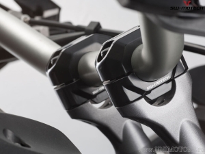 Handlebar riser set 30 mm - material: aluminum - color: black - for handlebars with 22 mm diameter - SW-Motech