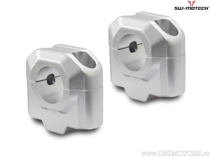 Handlebar riser set 30 mm - material: aluminum - color: silver - for handlebars with 28 mm diameter - SW-Motech