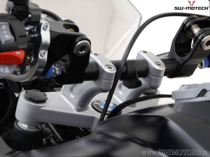 Handlebar riser set with 20 mm height and 30 mm backward offset - material: aluminum - silver - BMW R1200GS - SW-Motech