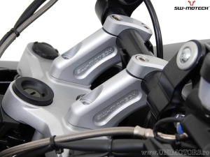Handlebar riser set with 20 mm height and 30 mm backward offset - material: aluminum - silver - BMW R1200GS - SW-Motech