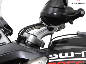 Handlebar riser set with 20 mm height and 30 mm backward offset - material: aluminum - silver - BMW R1200GS - SW-Motech