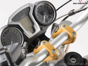 Handlebar riser set with 20 mm height and 30 mm rear/front offset - aluminum - color: gold - BMW R nineT - SW-Motech
