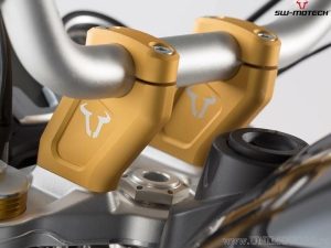 Handlebar riser set with 20 mm height and 30 mm rear/front offset - aluminum - color: gold - BMW R nineT - SW-Motech