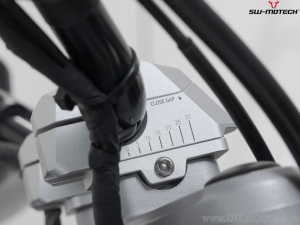 Handlebar Riser Set with 25 mm Height and 5-30 mm Rear Offset - Aluminum - Color: Silver - for 22 mm Diameter Handlebar - SW-Mot