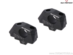 Handlebar riser set with 28 mm height and 5-30 mm rearward offset - aluminum - color: black - for handlebars with 28 mm diameter