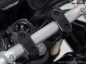 Handlebar riser set with 28 mm height and 5-30 mm rearward offset - aluminum - color: black - for handlebars with 28 mm diameter
