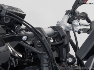 Handlebar riser set with 28 mm height and 5-30 mm rearward offset - aluminum - color: black - for handlebars with 28 mm diameter