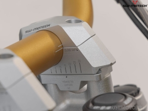 Handlebar Riser Set with 32 mm Height and 5-30 mm Rear Offset - Aluminum - Color: Silver - for 32 mm Diameter Handlebar - SW-Mot