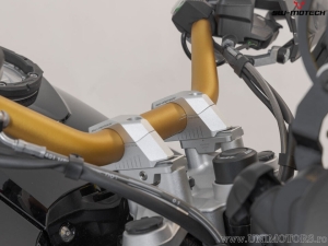 Handlebar Riser Set with 32 mm Height and 5-30 mm Rear Offset - Aluminum - Color: Silver - for 32 mm Diameter Handlebar - SW-Mot
