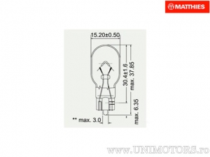 Headlight bulb without socket W16W W2.1X9.5D 12V 16W - JM