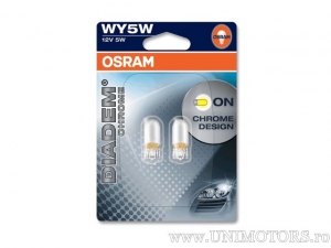 Headlight bulb without socket W5W W2.1X9.5D Diadem chrome 12V 5W blister set 2 pieces - Osram