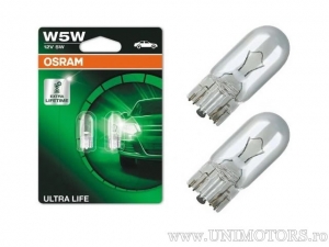 Headlight bulb without socket W5W W2.1X9.5D ULTRA LIFE 12V 5W blister set 2 pieces - Osram