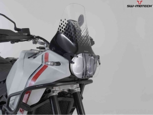 Headlight guard with black bracket - material: polycarbonate - Ducati DesertX ('22-) - SW-Motech