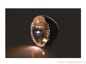 Headlight H4 with LED position lights, black color D: 200mm - SHIN YO