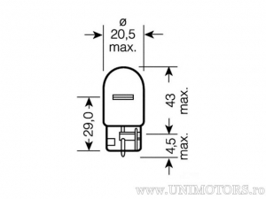 Headlight without socket W21W W3X16D 12V 21W - Osram