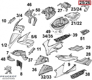 Heckspoiler (Griff) Original - Grau - Peugeot Jet Force 50-125cc - Peugeot