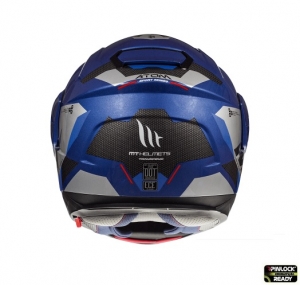 Helm für MT Atom SV Transcend E7 Motorräder, modular, blau/glänzend grau, Pinlock bereit - Glänzend grau/blau, XXL (63/64cm)