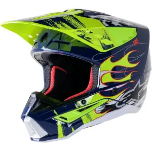 Helm Supertech M5 Rash - Glänzend, Weiß, Fluoreszierend Gelb, Dunkelblau - Erwachsene - M - 01108443