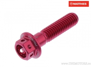 Hexagonal Cap Screw Pro Bolt M6 x 1.00 x 25 mm Aluminum Racing Red - JM