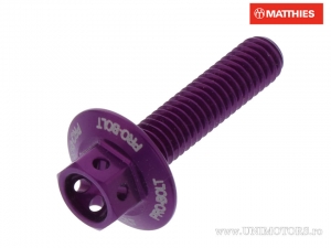 Hexagonal Cap Screw Pro Bolt M6 x 1.00 x 25 mm Aluminum Racing Violet - JM