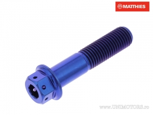 Hexagonal dual Pro Bolt screw M10 x 1.25 x 45 mm titanium Racing blue - JM