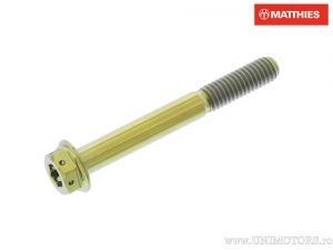Hexagonal dual Pro Bolt screw M6 x 1.00 x 50 mm titanium Racing gold - JM