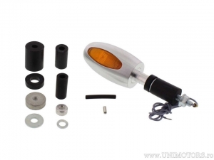 Indicator BL 1000 MATT ALUMINIUM with orange glass for mounting on handlebar end - Kellermann