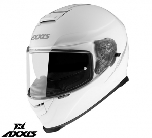 Integraalhelm Axxis model Eagle SV A0 wit glans (geïntegreerde zonnebril) - Wit glans, XS (53/54cm)