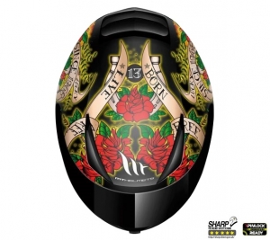 Integraalhelm voor motorfiets MT Revenge Skull&Rose zwart/rood glanzend