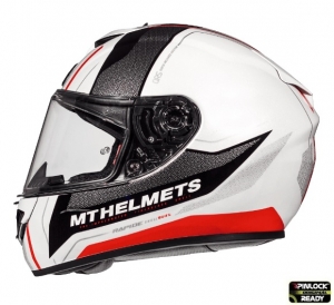 Integralhelm für Motorräder MT Rapide Duel D1 rot/weiß/schwarz glänzend (Glasfaser) - Rot/weiß/schwarz glänzend, L (59/60c