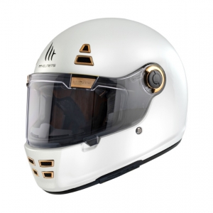 Integralhelm MT Jarama A0 glänzend weiß - Retro-Modell - Cafe Racer - Glänzend weiß, XL (61/62cm)