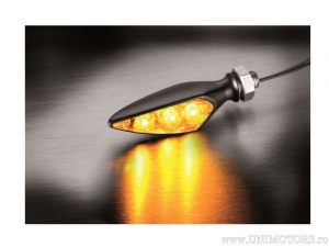 Intermitente LED Micro Rhombus S BLACK con cristal ahumado FS / SD - Kellermann
