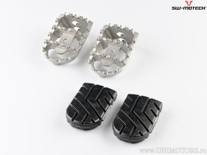 ION Footrest Set - stainless steel - rubber / silver-black - Ducati Multistrada V4 ('20-) - SW-Motech