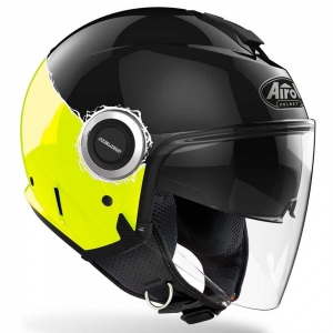 Jet-Helm Helios Fluo Schwarz/Gelb Glänzend: Größe - MC
