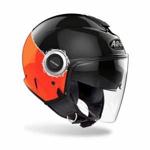 Jet-Helm (offenes Gesicht) Helios Fluo schwarz/orange glänzend: Größe - MS
