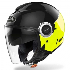 Jet helmet (open-face) Helios Fluo black/yellow gloss: Size - MC