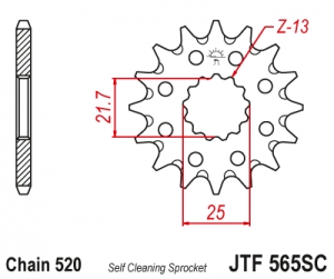 JT - Πίνακας MX (μπροστά) JTF565SC, 14 δόντια - YZ400/426F/450F/WR400-450