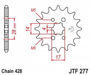 JT - Pinhão (frontal) JTF277, 13 dentes - Aprilia RS4 125 '11-