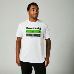KAWASAKI STRIPES PREMIUM TEE WHITE: Size - XL