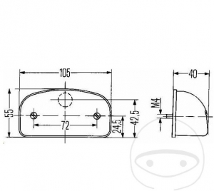 Kennzeichenbeleuchtungslampe 105 x 55 x 40 mm 12V - JM