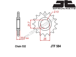 Kit chaîne Yamaha GTS 1000 ('93-'00) - (DID / JT)