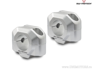 Kit de elevación de manillar de 20 mm - material: aluminio - color: plata - para manillar con diámetro de 28 mm - SW-Motech