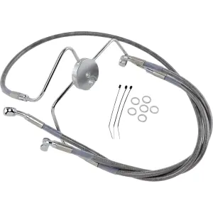 Kit de extensão de mangueira de freio em aço inoxidável - Prateado, revestido transparente - Superdimensionado [+25,4 cm (10"