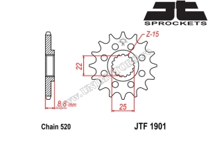 Kit lant KTM 250 SX-F ('06-'12) - (DID / JT)