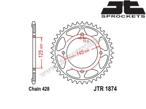 Kit lant Yamaha XVS 125 Dragstar ('00-'04) - (DID / JT)
