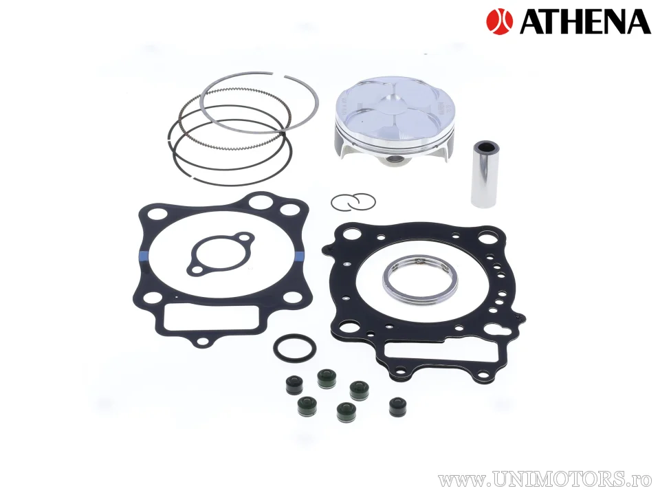 Kit piston complet: Piston forjat 4 timpi Ø 76,75 mm + set garnituri chiulasă - Athena