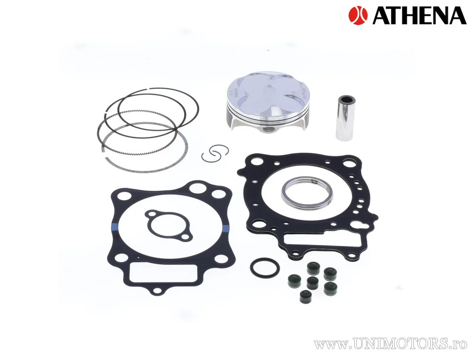 Kit piston complet: Piston forjat 4 timpi Ø 76,75 mm + set garnituri chiulasă - Athena