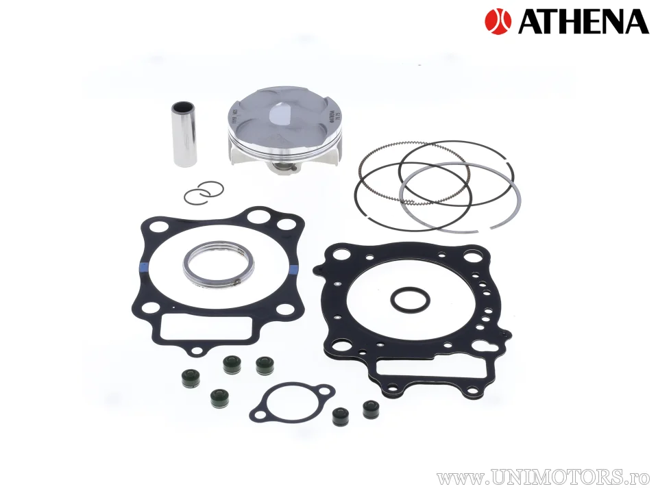 Kit piston complet: Piston forjat 4 timpi Ø 76,77 mm + set garnituri chiulasă - Athena