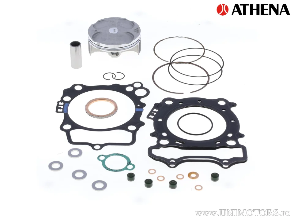 Kit piston complet: Piston forjat 4 timpi Ø 76,95 mm + set garnituri chiulasă - Athena