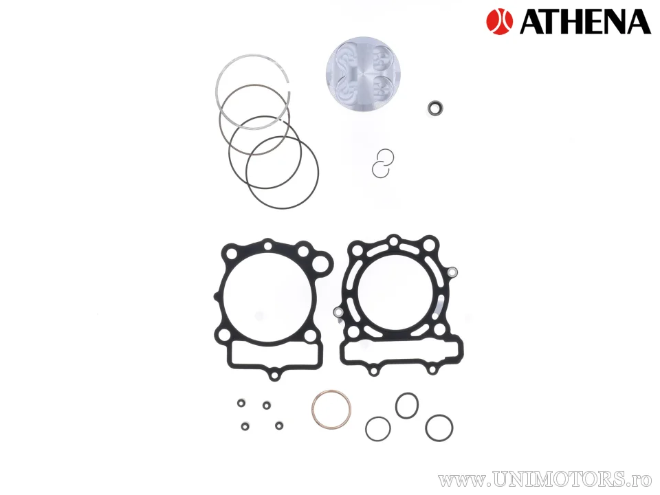 Kit piston complet: Piston forjat 4 timpi Ø 76,96 mm + set garnituri chiulasă - Athena